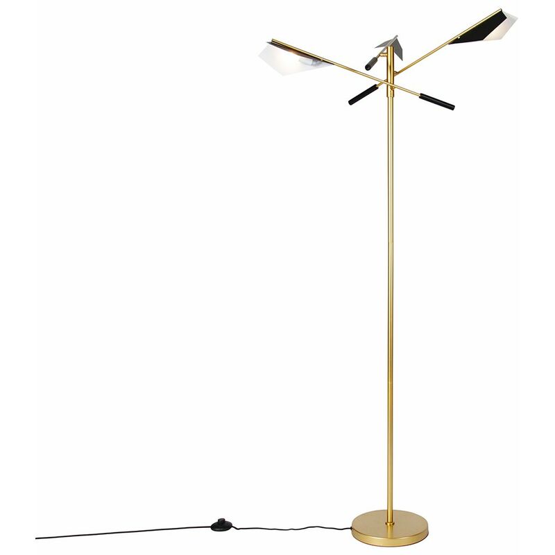 foto del prodotto lampada da terra sinem design acciaio oro ottone nero oblungo max. 3 x watt qazqa