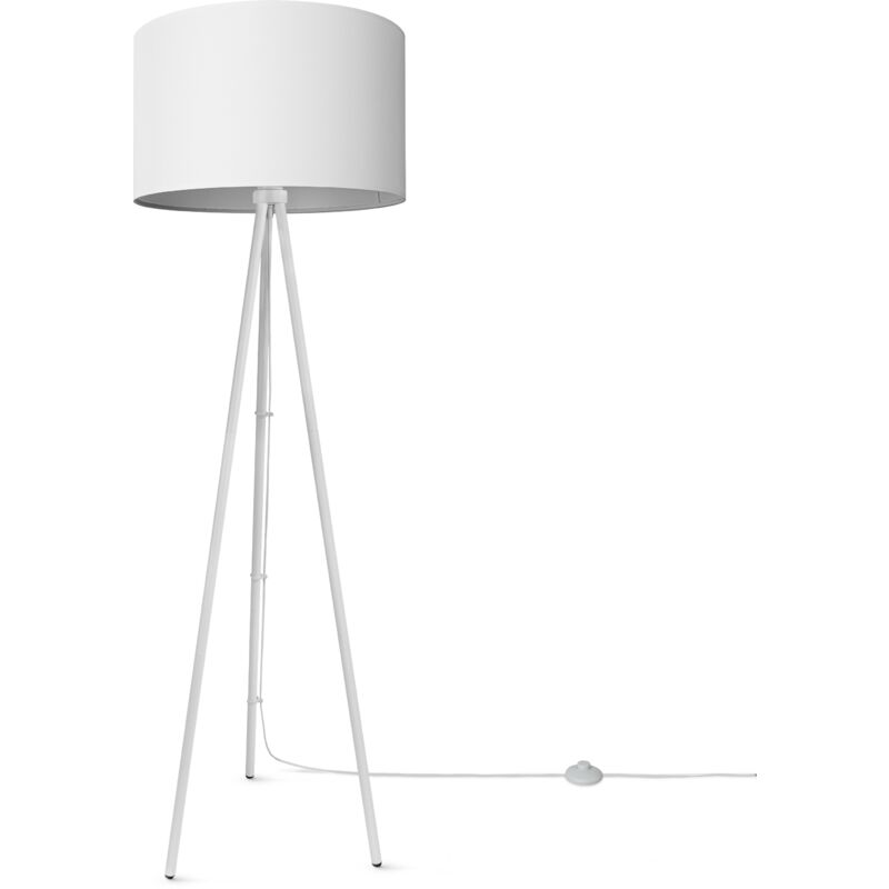 foto del prodotto lampada da terra soggiorno camera da letto treppiede paralume in tessuto lampada da terra e27 uni bianco 45.5 cm , lampada da terra bianca tipo 2