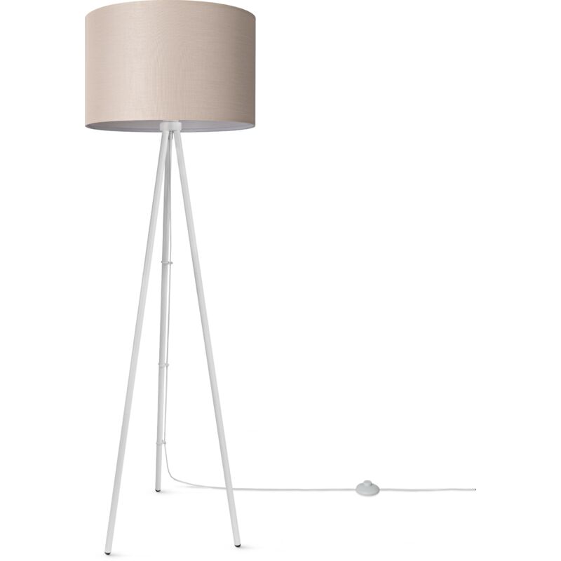 foto del prodotto lampada da terra soggiorno camera da letto treppiede paralume in tessuto lampada da terra e27 uni lampada da terra bianca tipo 2, beige 45,5 cm 