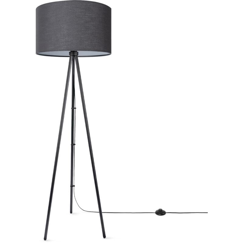 foto del prodotto lampada da terra soggiorno camera da letto treppiede paralume in tessuto lampada da terra e27 uni nero 45.5 cm , lampada da terra nero tipo 2