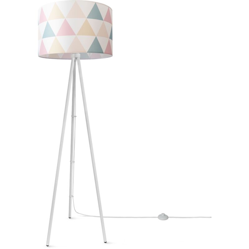 foto del prodotto lampada da terra soggiorno moderna e27 da lettura treppiede r tro paralume design 2 45,5 cm , lampada da terra a treppiede bianca paco home
