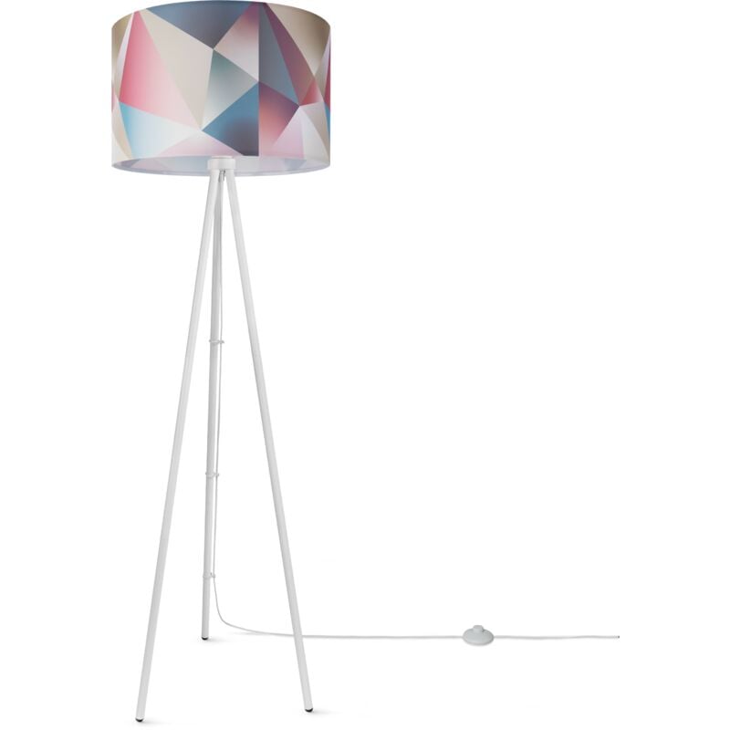 foto del prodotto lampada da terra soggiorno moderna e27 da lettura treppiede r tro paralume design 4 45,5 cm , lampada da terra a treppiede bianca paco home