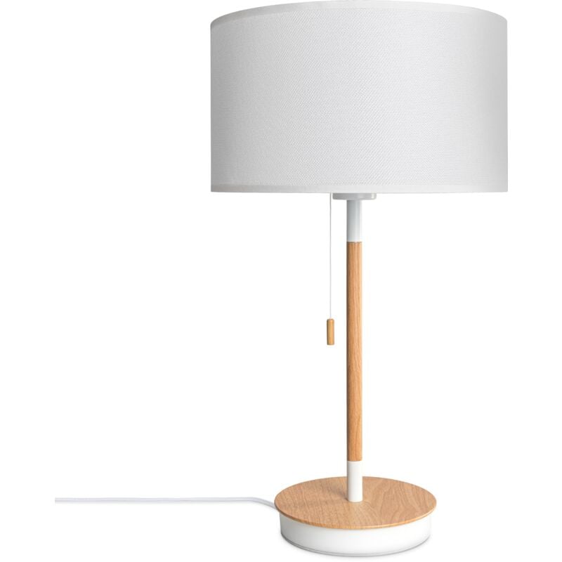 foto del prodotto lampada da terra soggiorno paralume stoffa da tavolo tessuto e27 da notte bianco 28cm , lampada da tavolo bianca paco home