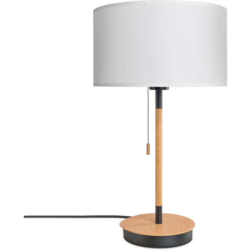 foto del prodotto lampada da terra soggiorno paralume stoffa da tavolo tessuto e27 da notte bianco 28cm , lampada da tavolo nero paco home