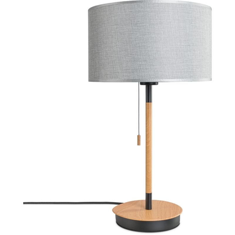 foto del prodotto lampada da terra soggiorno paralume stoffa da tavolo tessuto e27 da notte grigio 28cm , lampada da tavolo nero paco home