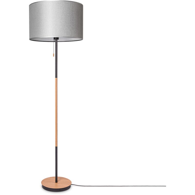 foto del prodotto lampada da terra soggiorno paralume stoffa da tavolo tessuto e27 da notte grigio 45,5 cm , lampada da terra nero tipo 3 paco home