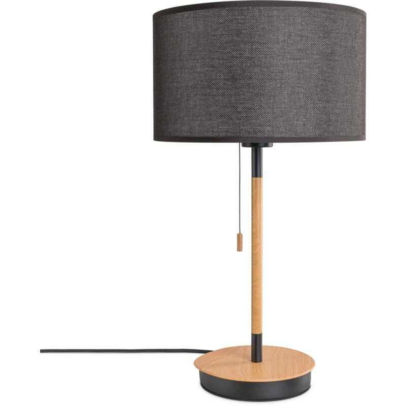 foto del prodotto lampada da terra soggiorno paralume stoffa da tavolo tessuto e27 da notte nero 28cm , lampada da tavolo nero paco home