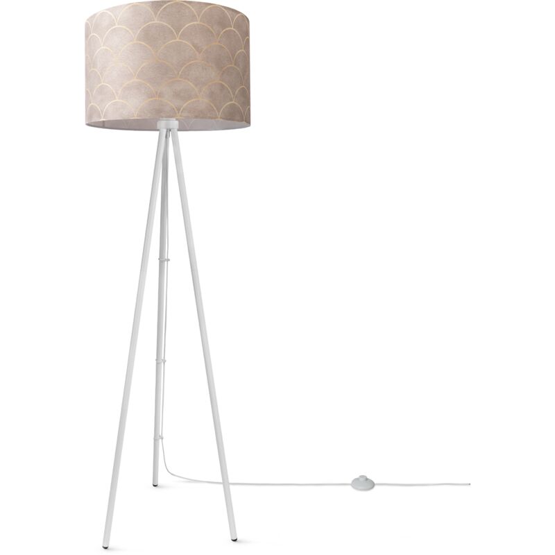 foto del prodotto lampada da terra soggiorno paralume tessuto lampada da lettura astratta vintage design 8 45,5 cm , lampada da terra a treppiede bianca paco home