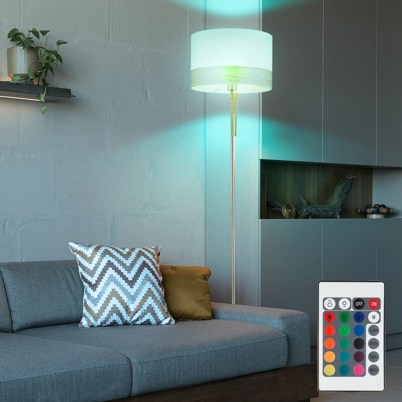 foto del prodotto lampada da terra soggiorno stand lampada in tessuto legno soffitto proiettore dimmer in un set che include lampadine led rgb