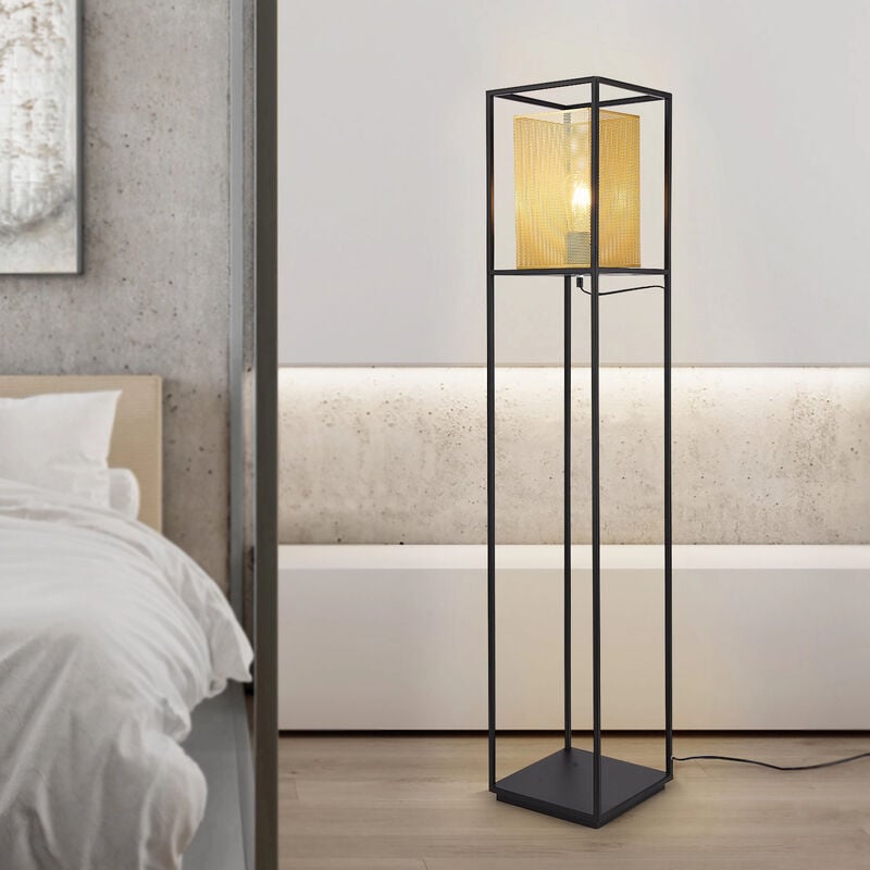 foto del prodotto lampada da terra southport rettangolare con paralume traforato color oro lux.pro