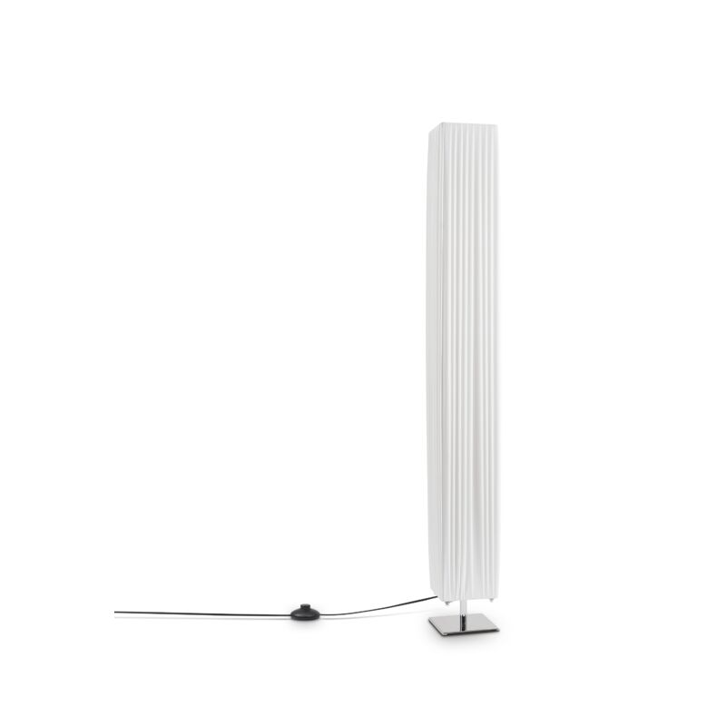 foto del prodotto lampada da terra tavolo soggiorno comodino paralume legno moderno cromo, lampada da terra chrome paco home