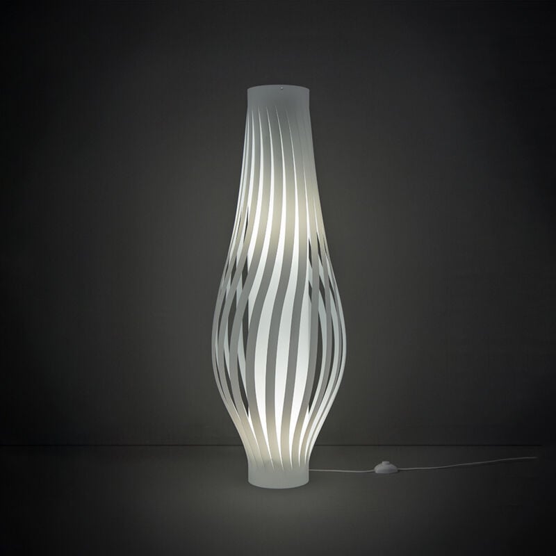 foto del prodotto lampada da terra totem dama helios 1 luce in polilux bianco made in italy