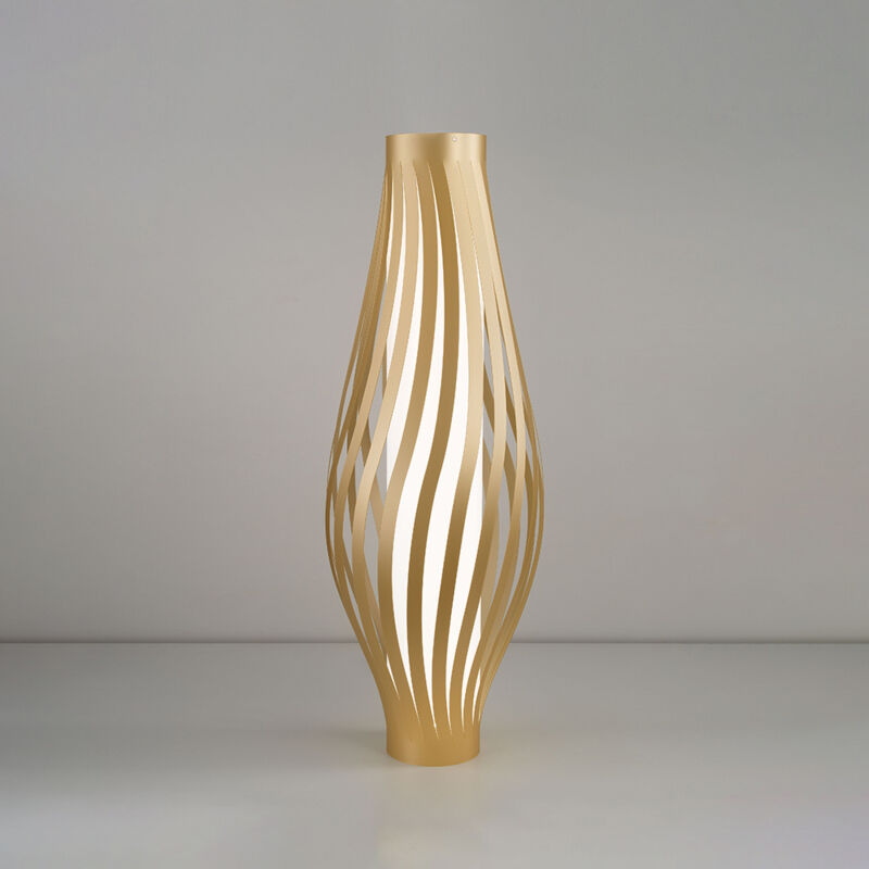 foto del prodotto lampada da terra totem dama helios 1 luce in polilux oro made in italy