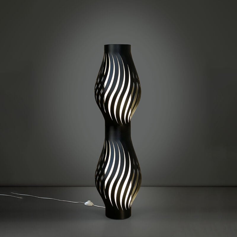foto del prodotto lampada da terra totem helios 1 luce in polilux nero made in italy