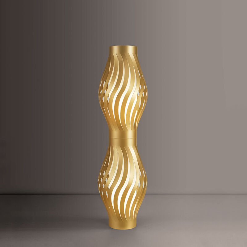 foto del prodotto lampada da terra totem helios 1 luce in polilux oro made in italy