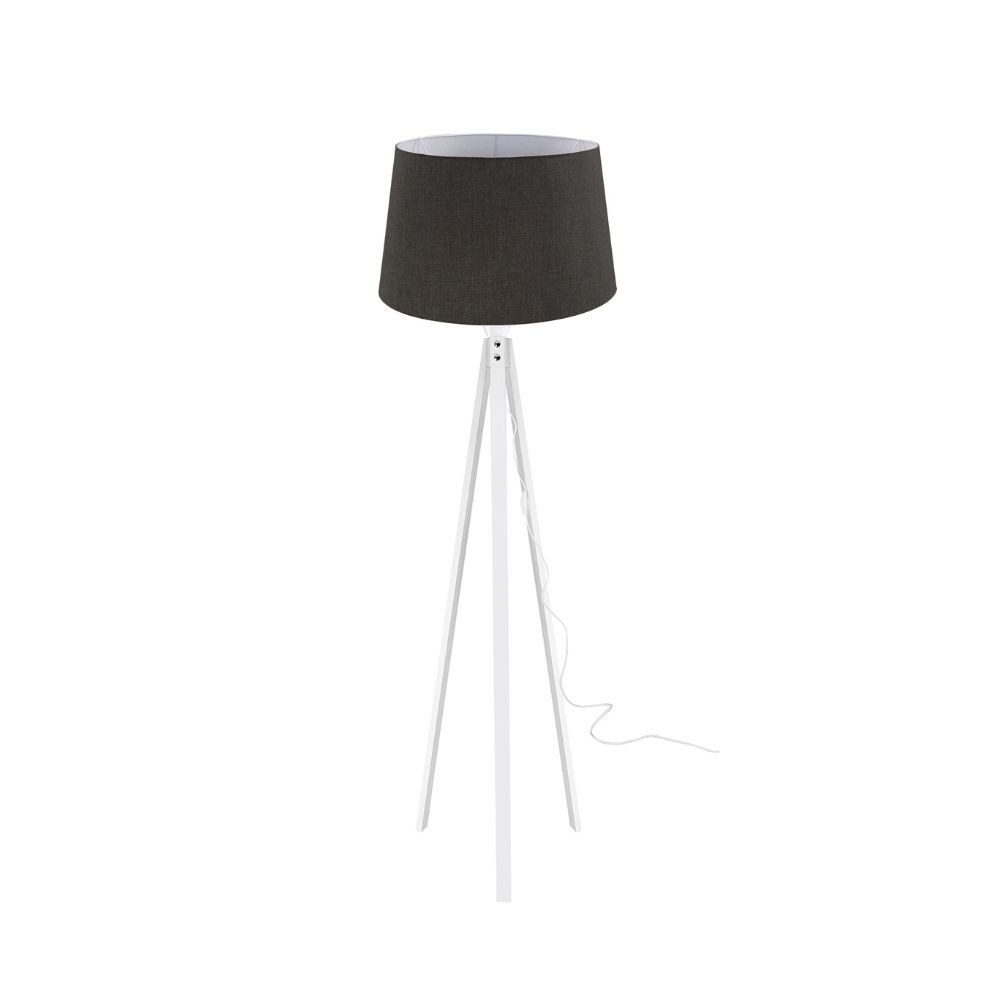 foto del prodotto lampada da terra treppiede bianca con paralume tripod nero decobi2660