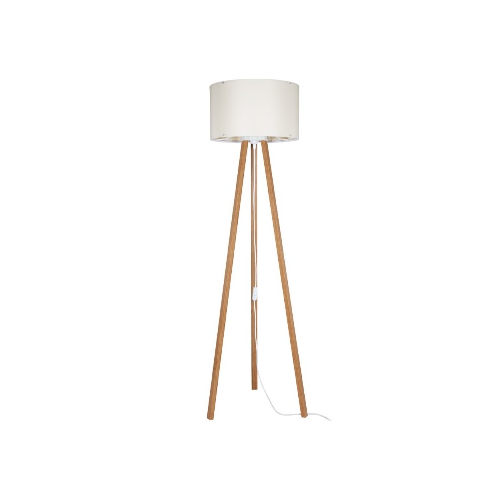 foto del prodotto lampada da terra treppiede rovere con paralume tessuto crema piko asz1664