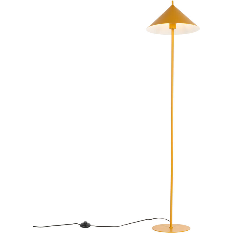 foto del prodotto lampada da terra triangolo design acciaio giallo tondo max. 1 x watt qazqa