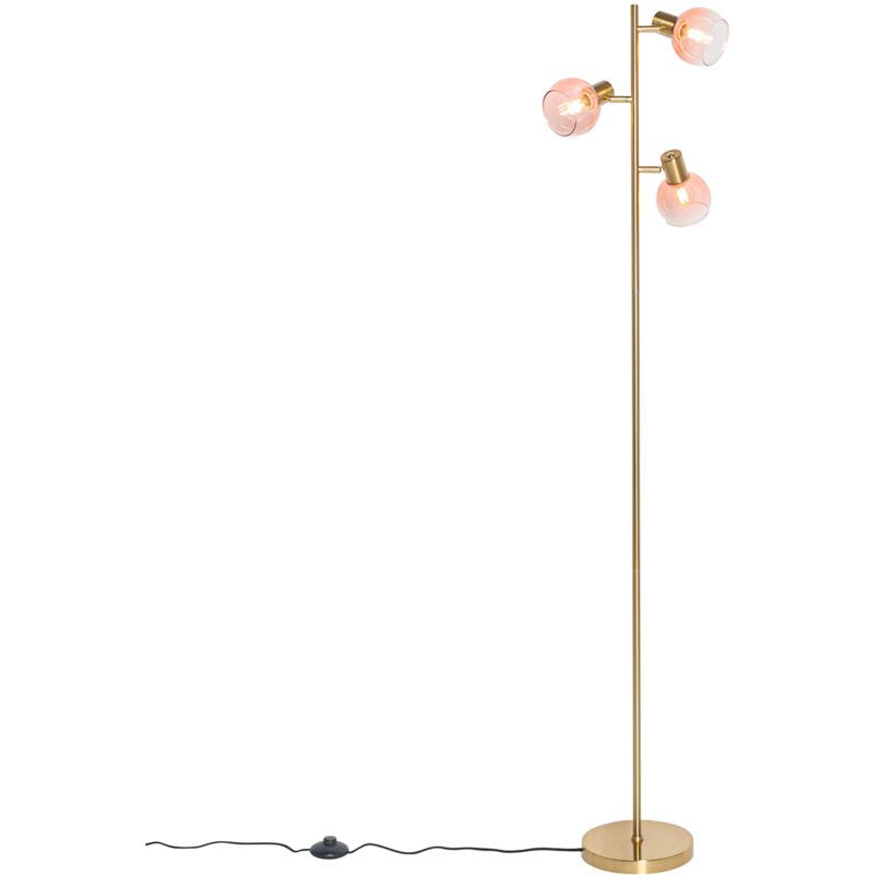 foto del prodotto lampada da terra vidro art d co acciaio,vetro oro rosa oblungo sfera e14 max. 3 x 4.2 watt qazqa