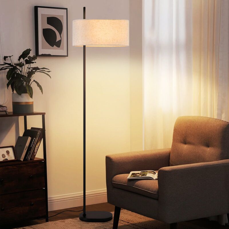 foto del prodotto lampada da terra vintage 154 cm, paralume in tessuto nero, e27, stile industriale retr con interruttore a pedale, per camera da letto, luce