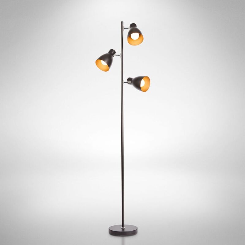 foto del prodotto lampada da terra vintage industriale, piantana elegante retr , colori nero e oro all interno, adatta per lampadine e27 non incluse, altezza 166cm,