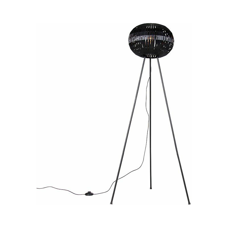 foto del prodotto lampada da terra zoe moderno acciaio,tessuto nero tondo max. 1 x watt qazqa