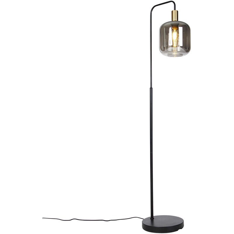 foto del prodotto lampada da terra zuzanna design vetro,acciaio grigio nero oro oblungo e27 max. 1 x 4.9 watt qazqa