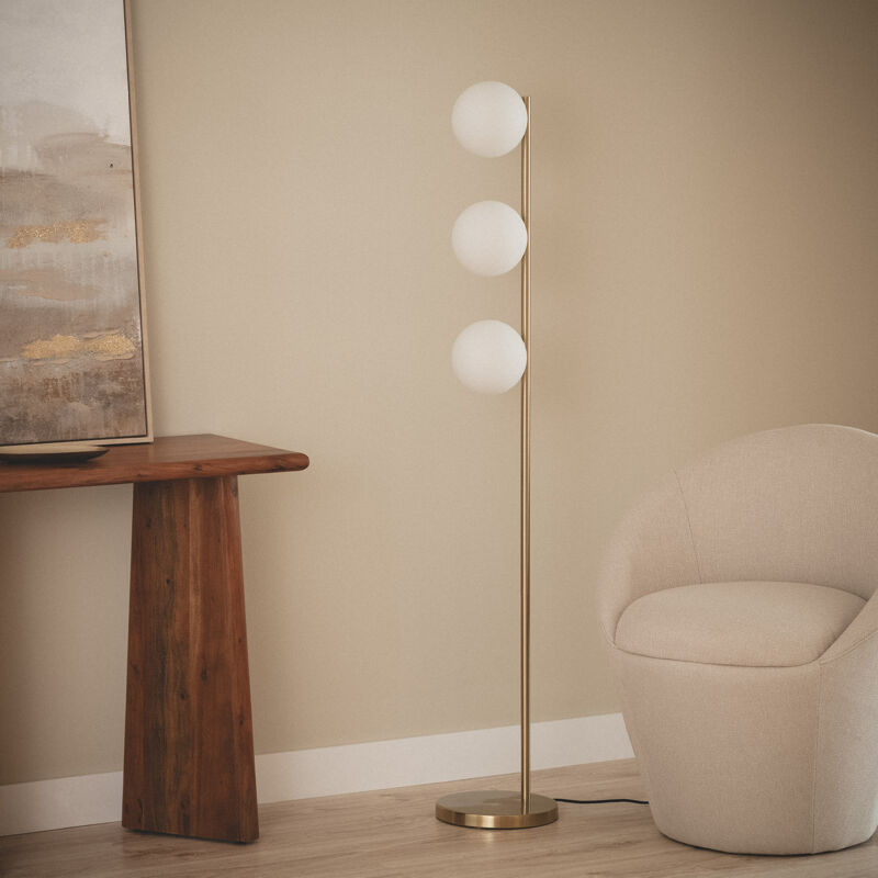 foto del prodotto lampada da terrade metallo e vetro moonlight brass 3 lampade oro