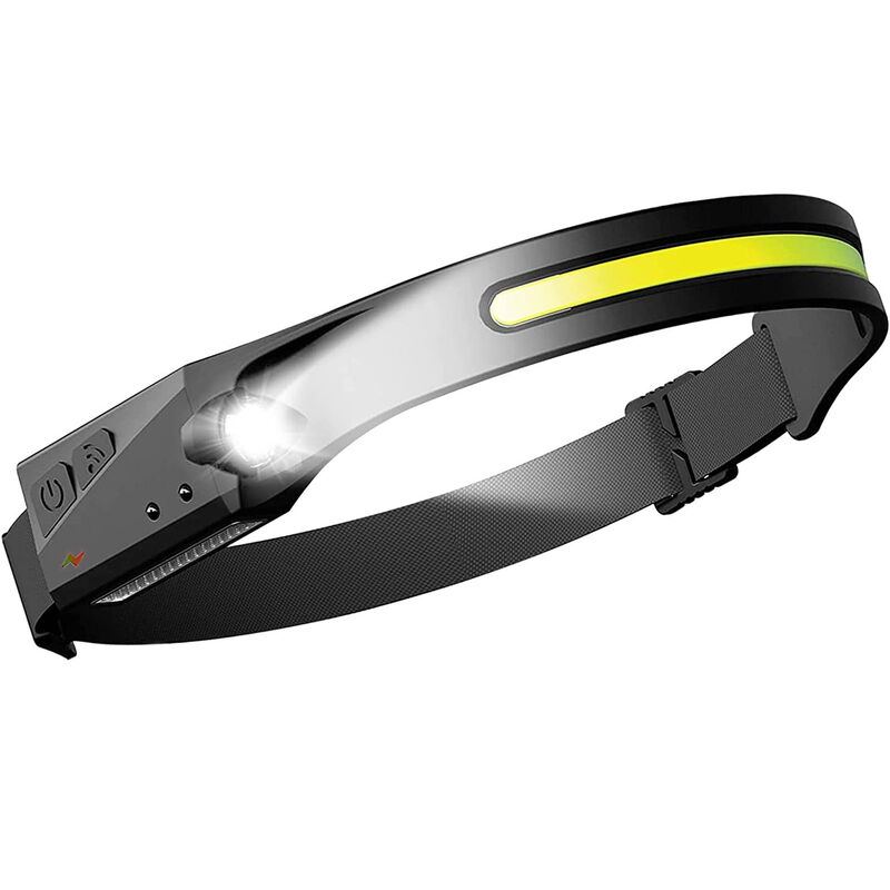 foto del prodotto lampada da testa torcia frontale led ricaricabile usb type c luce notturna