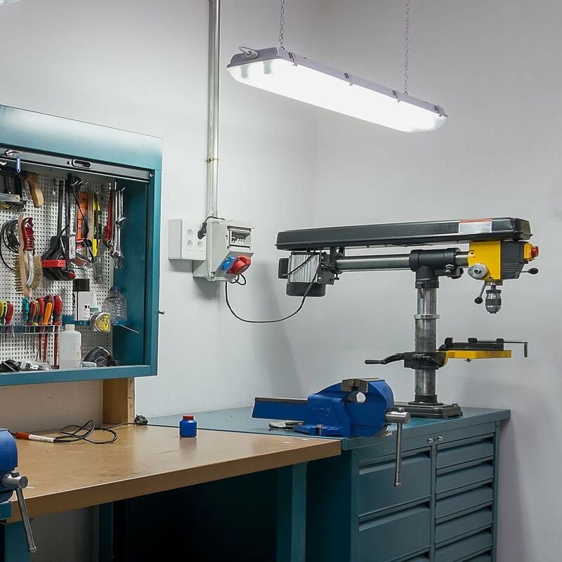 foto del prodotto lampada da vasca, plafoniera, plafoniera, lampada resistente all umidit , lampada da cantina, officina, a prova di getto ip65, bianco, 2x led 18w