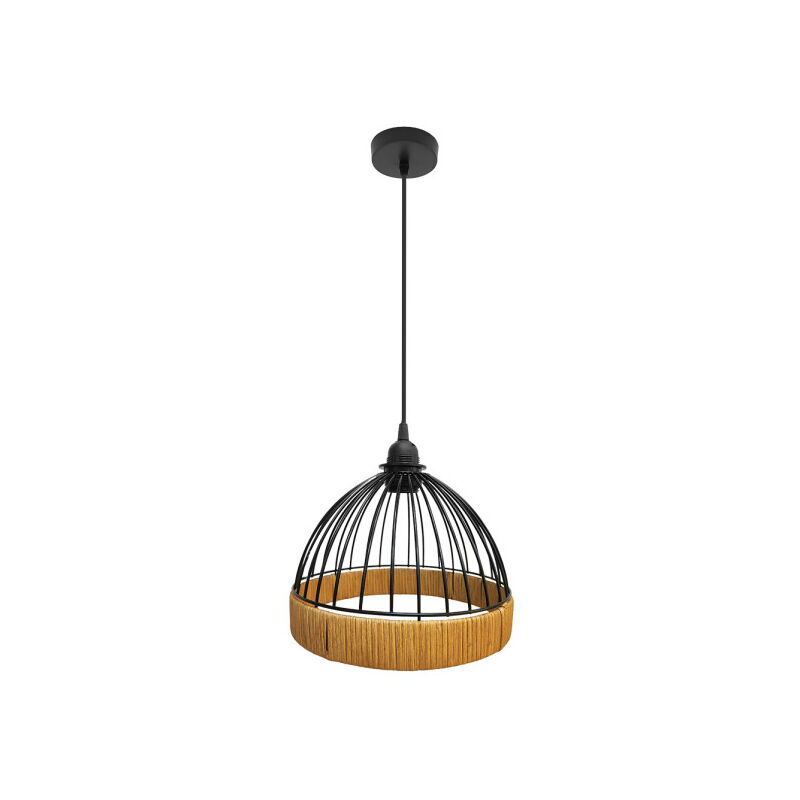 foto del prodotto lampada de lampada a sospensione da soffitto gaston 1xe27 nero naturale 25d fabrilamp