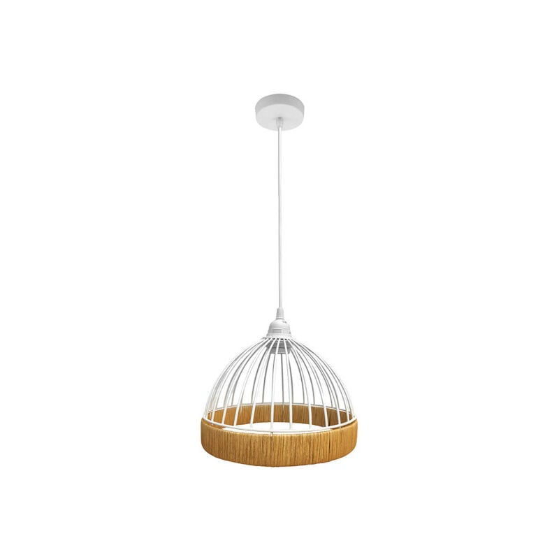 foto del prodotto lampada de soffitto a sospensione gaston 1xe27 bianco/naturale 25d - fabrilamp