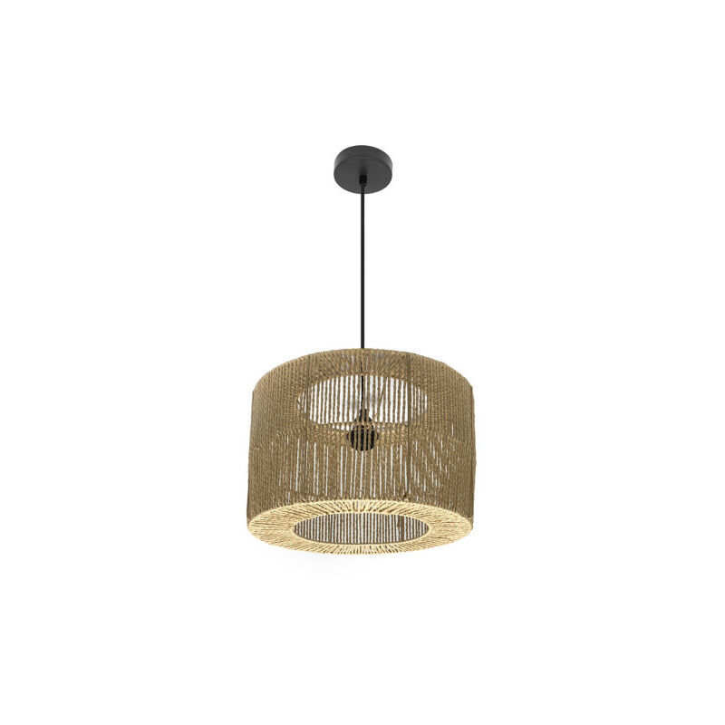 foto del prodotto lampada de soffitto a sospensione pescara 1xe27 nero naturale regx38x38cm fabrilamp
