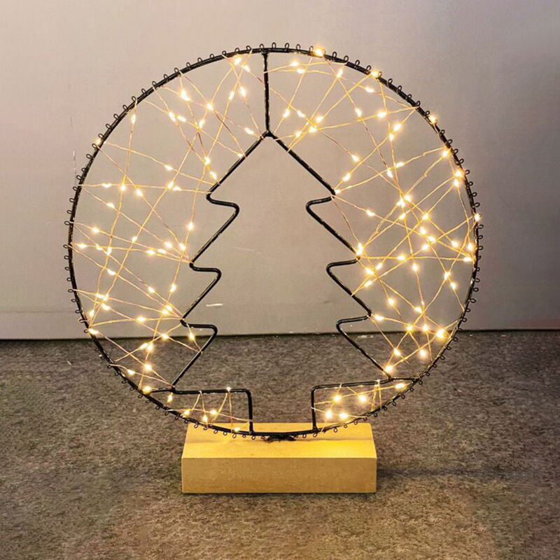 foto del prodotto lampada decorativa a forma di albero di natale 80 led con base in legno wisdom