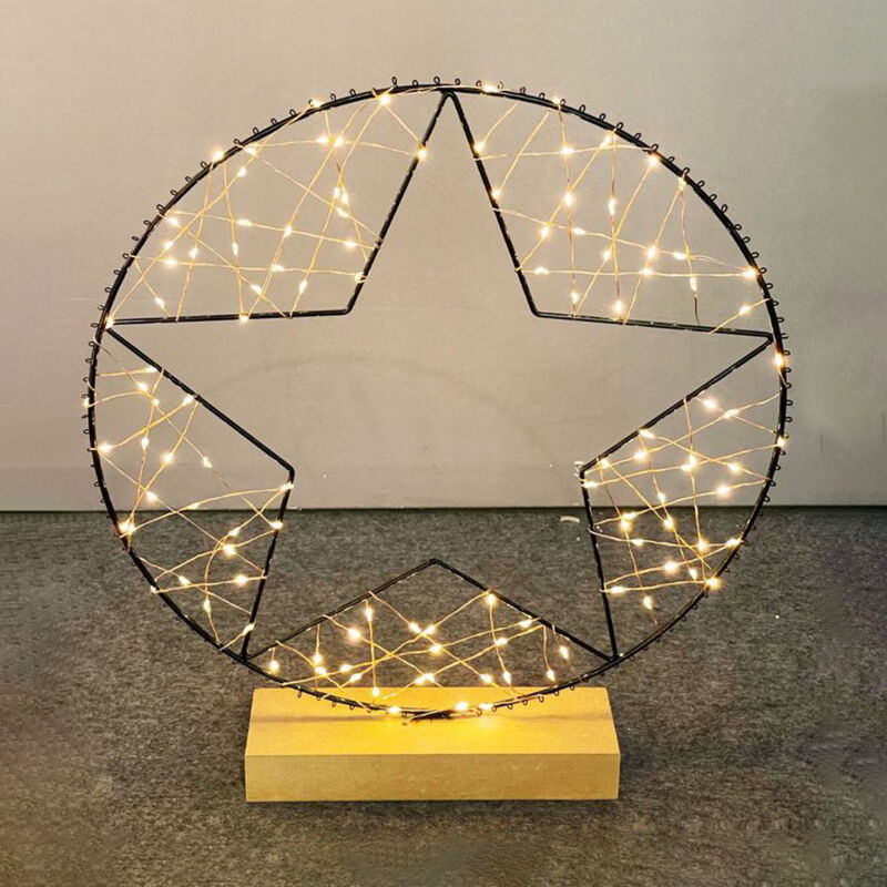foto del prodotto lampada decorativa a forma di stella di natale 80 led con base in legno wisdom