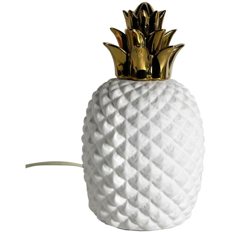 foto del prodotto lampada decorativa ad ananas in porcellana bianca