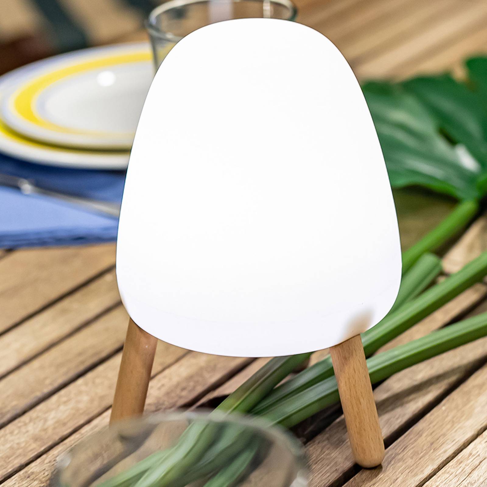 foto del prodotto lampada decorativa newgarden rocket 20 led con legno, batteria ricaricabile