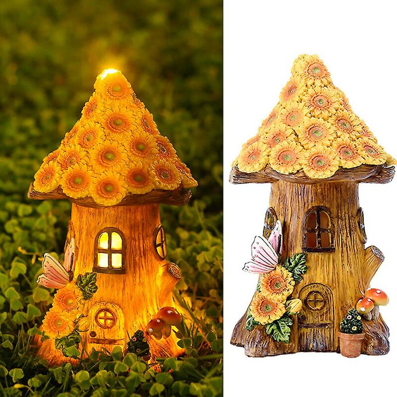 foto del prodotto lampada decorativa per esterni in resina a luce solare piccola casa villa giardino balcone