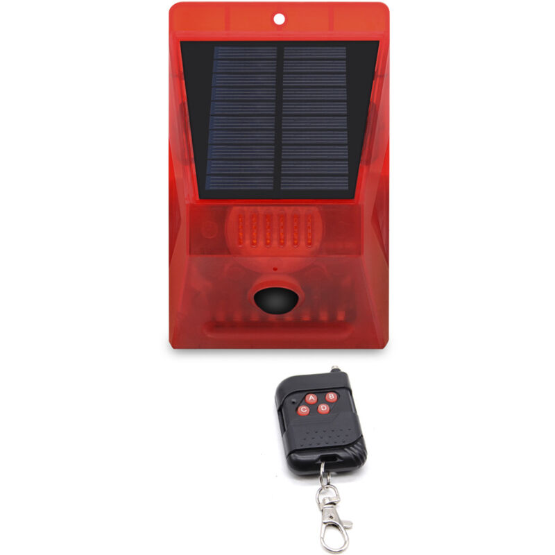 foto del prodotto lampada di allarme solare, impermeabile ip65, quattro modalit , distanza di rilevamento 5 8 m 2 pezzi 