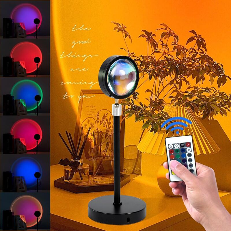 immagine 0 del prodotto lampada di proiezione al tramonto, lampada solare, proiettore di luce solare, proiettore di luce con telecomando, luce notturna golden hour 16 rgb