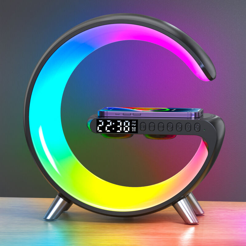 immagine 0 del prodotto lampada di ricarica wireless lampada d atmosfera intelligente, altoparlante bluetooth, caricabatterie wireless, luce notturna a led lampada