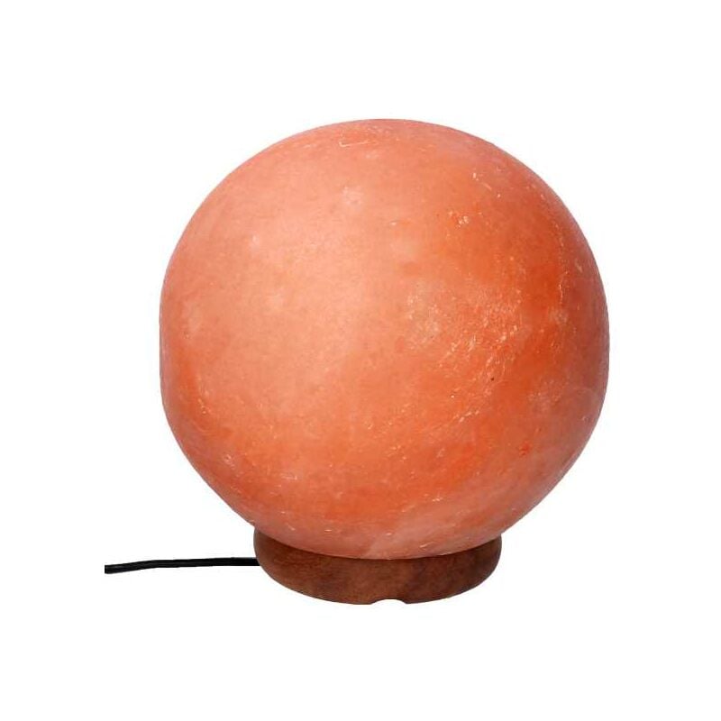 foto del prodotto lampada di sale con base in legno sfera