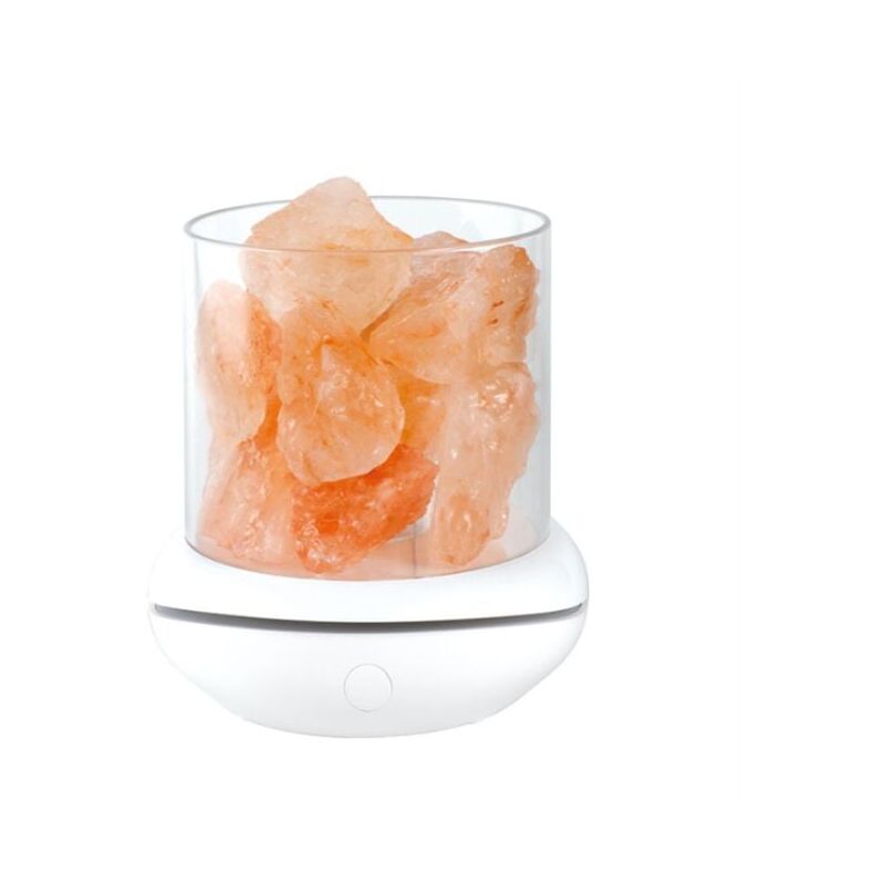 foto del prodotto lampada di sale dell himalaya, lampada di sale per aromaterapia, lampada da comodino, luce notturna bianca