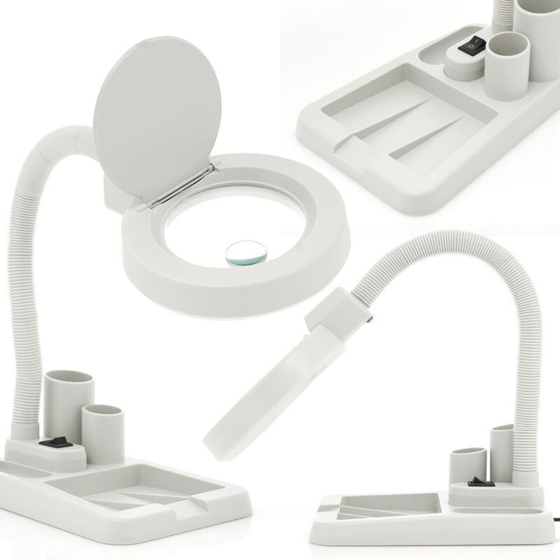 foto del prodotto lampada di servizio a collo di cigno lt 86d 5d 10d led con lente d ingrandimento da 83 mm