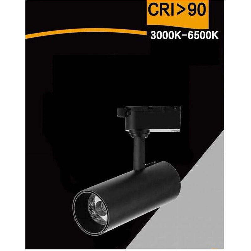 foto del prodotto lampada faretto led per binario monofase 30w luce cct ip20 bianco nero sl 30w 3c nero trade shop traesio