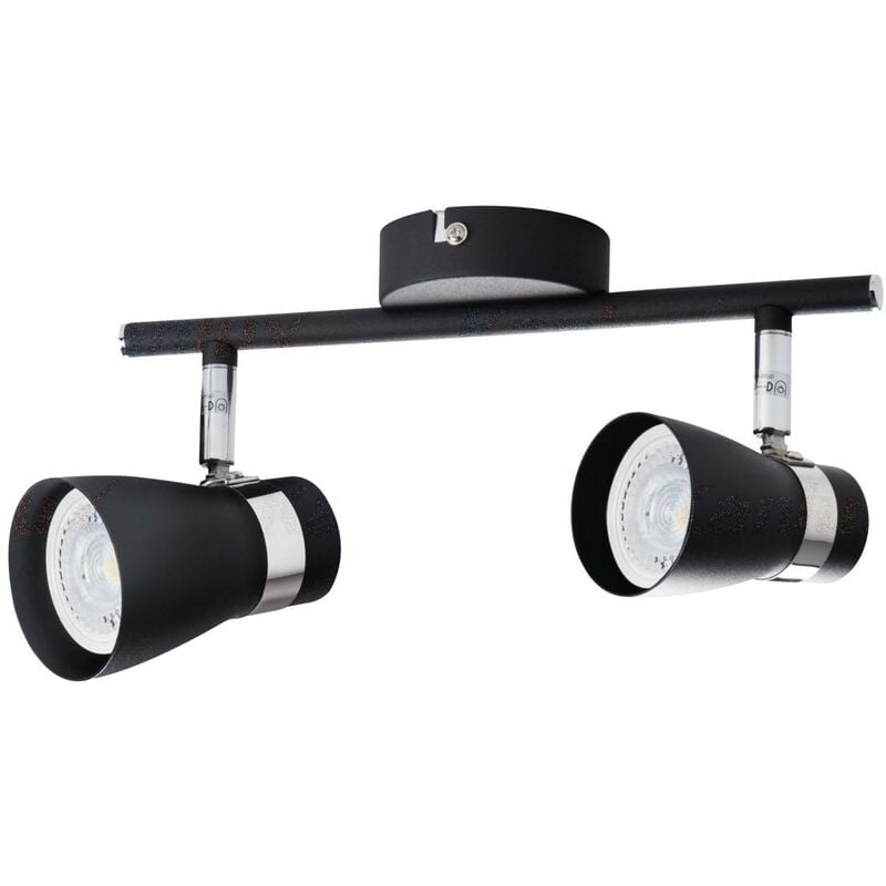 foto del prodotto lampada faretto parete soffitto enali 2 luci nero orientabile gu10