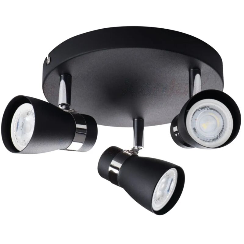 foto del prodotto lampada faretto parete soffitto enali orientabile nero 3 luci tondo gu10