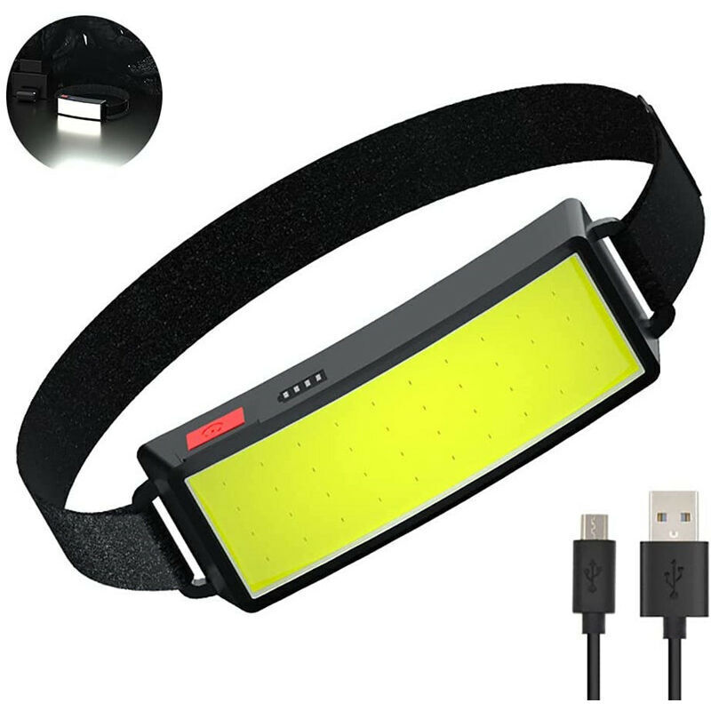 foto del prodotto lampada frontale a led cob, potente torcia frontale ricaricabile tramite usb, faro impermeabile da 500 lumen, 2 pezzi, luce da lavoro per casco, per