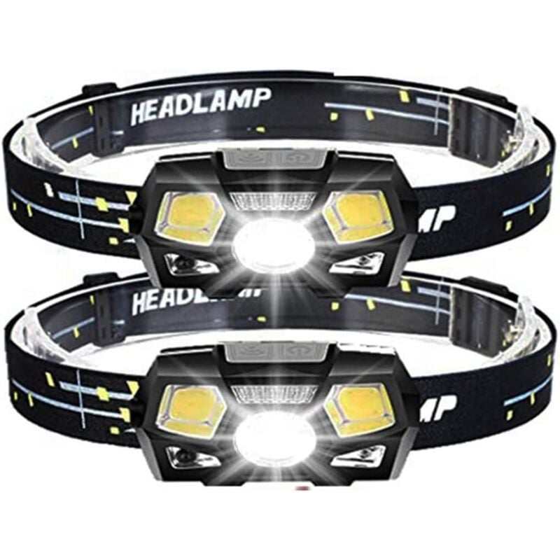 foto del prodotto lampada frontale a led da 2 pezzi con sensore di movimento, ricaricabile tramite usb, a mani libere, impermeabile, per campeggio, escursionismo, 800