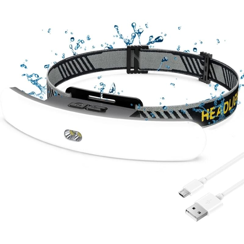 foto del prodotto lampada frontale a led lampada frontale a led ricaricabile tramite usb con 6 modalit di illuminazione, lampada frontale super luminosa impermeabile